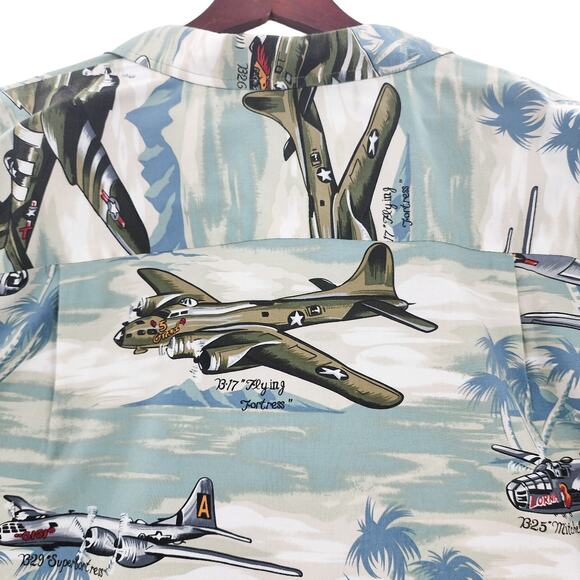Kalaheo Hawaiian Shirt 2XL Size Men's Button Up Military Planes Liberator - Picture 11 of 14